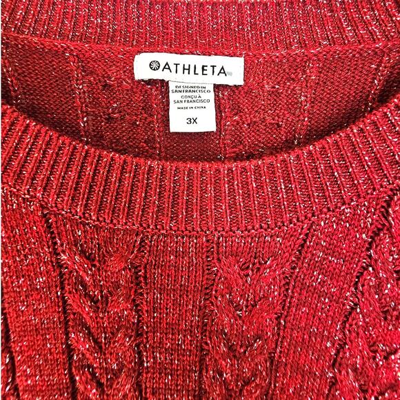 Athleta NWT Plus Size Red Crossroads Crew Sweater - Picture 5 of 8
